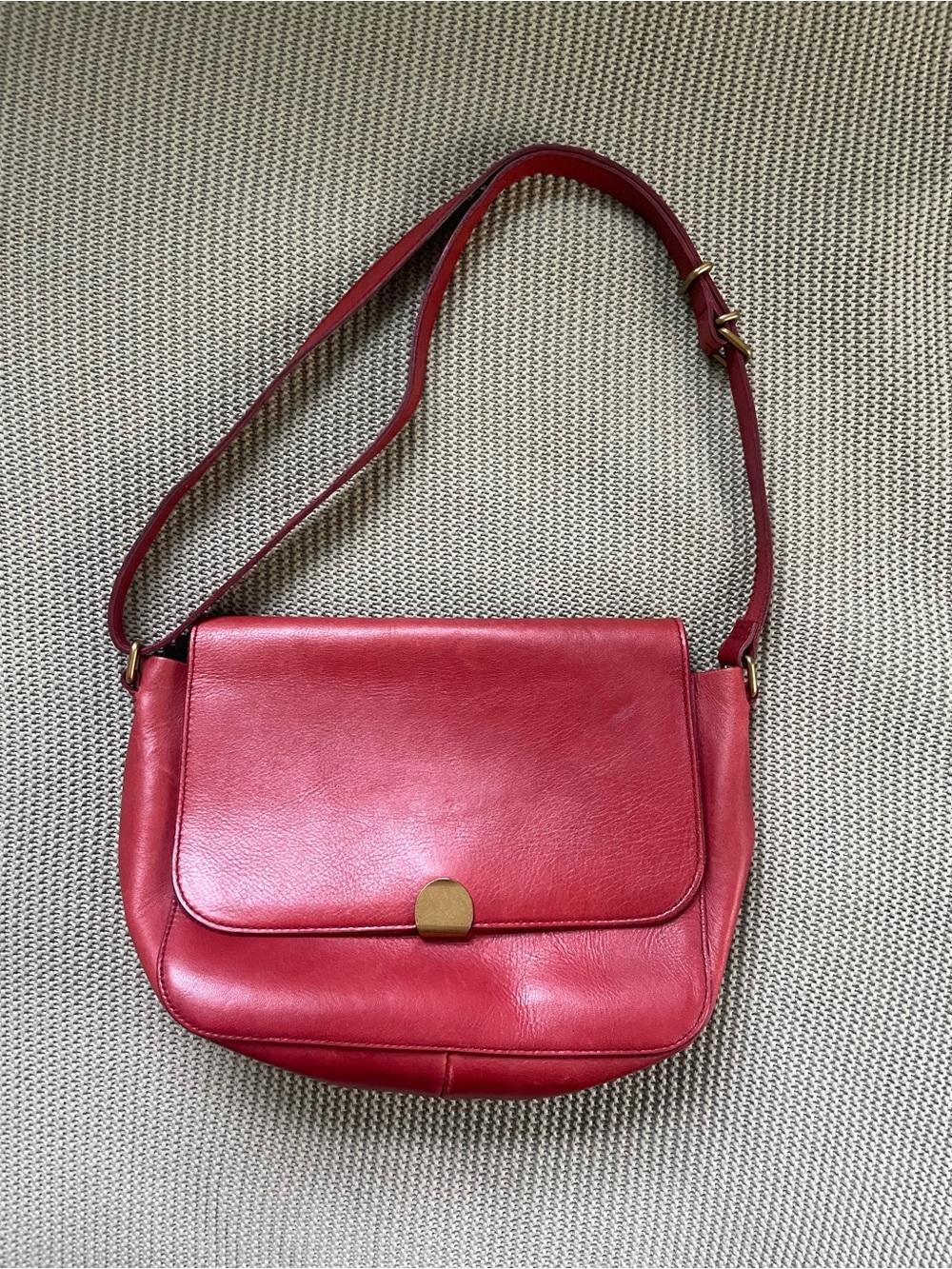 Madewell Red Leather Shoulder Crossbody Bag